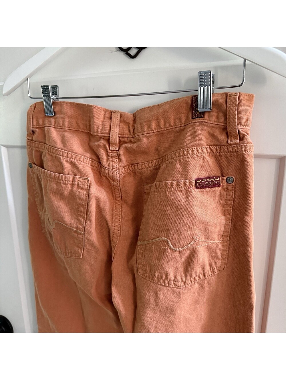 7 For All Mankind Slimmy Men’s Jeans 30x28 Orange Cotton Linen Slim Fit - Picture 7 of 11